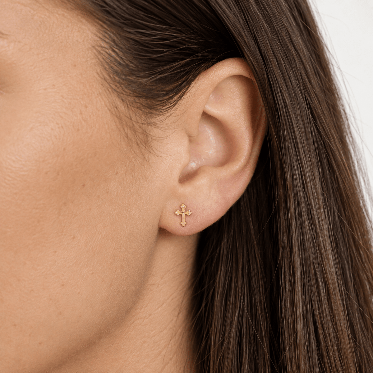 Latin Cross Gold Tone Stud - LINNY CO WholesaleMetals